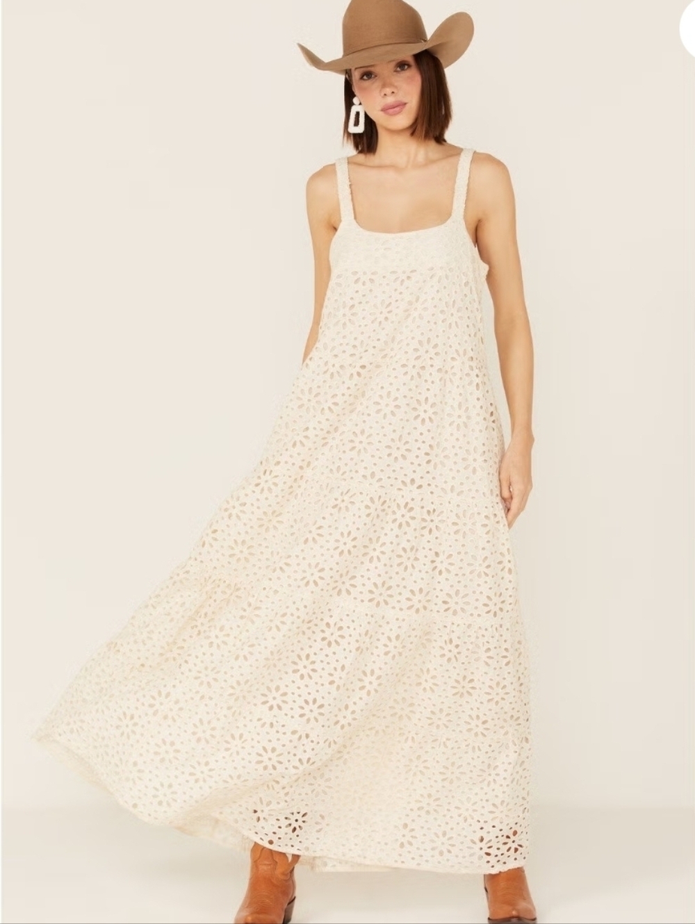 Jen’s Pirate Booty Flower Power Eyelet Lace Maxi Dress | Cream Size M
